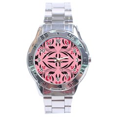 Floral folk damask pattern  Stainless Steel Analogue Watch