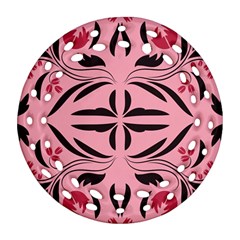 Floral Folk Damask Pattern  Round Filigree Ornament (two Sides)