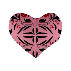 Floral Folk Damask Pattern  Standard 16  Premium Heart Shape Cushions