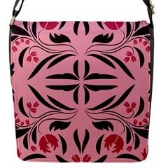 Floral folk damask pattern  Flap Closure Messenger Bag (S)