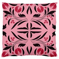 Floral Folk Damask Pattern  Large Flano Cushion Case (two Sides) by Eskimos