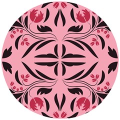 Floral Folk Damask Pattern  Wooden Puzzle Round