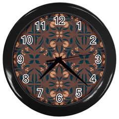 Floral Folk Damask Pattern  Wall Clock (black) by Eskimos