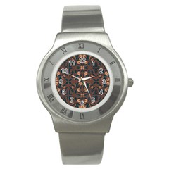 Floral Folk Damask Pattern  Stainless Steel Watch