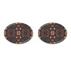 Floral Folk Damask Pattern  Cufflinks (oval)