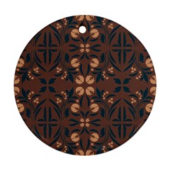 Floral Folk Damask Pattern  Round Ornament (two Sides)