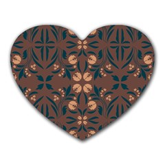 Floral Folk Damask Pattern  Heart Mousepads