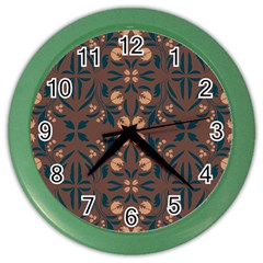 Floral Folk Damask Pattern  Color Wall Clock