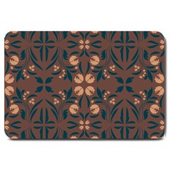 Floral Folk Damask Pattern  Large Doormat 