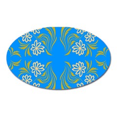 Floral Folk Damask Pattern  Oval Magnet by Eskimos