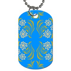 Floral Folk Damask Pattern  Dog Tag (two Sides) by Eskimos