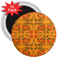 Floral Folk Damask Pattern  3  Magnets (10 Pack)  by Eskimos