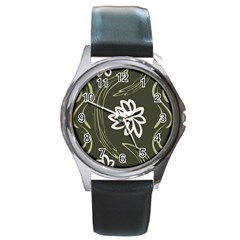 Folk flowers print Floral pattern Ethnic art Round Metal Watch