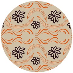 Folk Flowers Print Floral Pattern Ethnic Art Wooden Puzzle Round by Eskimos