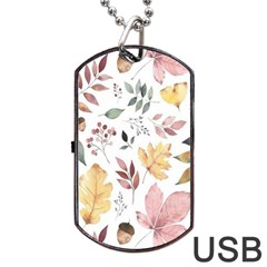 Flowers Pattern Dog Tag Usb Flash (two Sides) by Sparkle