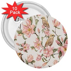 Floral 3  Buttons (10 pack) 