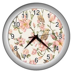 Floral Wall Clock (Silver)