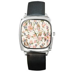 Floral Square Metal Watch