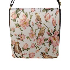 Floral Flap Closure Messenger Bag (L)