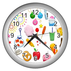 Summer-fair-food-goldfish Copy Copy Wall Clock (silver) by Nexatart