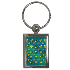 Yellow And Blue Proud Blooming Flowers Key Chain (rectangle) by pepitasart