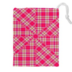 Pink Tartan-10 Drawstring Pouch (4xl) by tartantotartanspink2