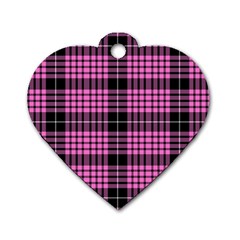 Pink Tartan 3 Dog Tag Heart (one Side)