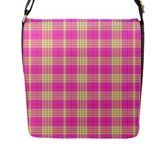 Pink Tartan 4 Flap Closure Messenger Bag (L)