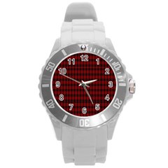 Tartan Red Round Plastic Sport Watch (L)