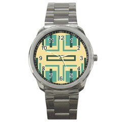 Abstract Pattern Geometric Backgrounds   Sport Metal Watch by Eskimos