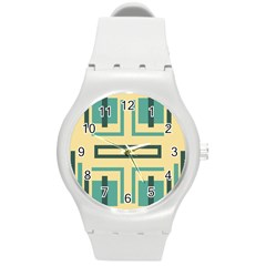 Abstract Pattern Geometric Backgrounds   Round Plastic Sport Watch (m) by Eskimos