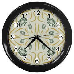 Floral Folk Damask Pattern Fantasy Flowers  Wall Clock (black) by Eskimos