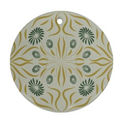 Floral Folk Damask Pattern Fantasy Flowers  Round Ornament (two Sides) by Eskimos