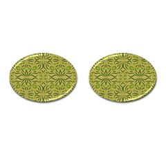 Floral Folk Damask Pattern Fantasy Flowers  Cufflinks (oval) by Eskimos