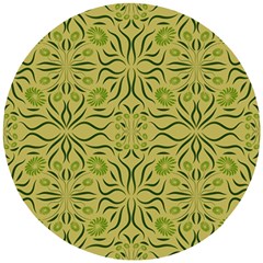 Floral Folk Damask Pattern Fantasy Flowers  Wooden Puzzle Round by Eskimos