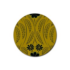 Folk Flowers Print Floral Pattern Ethnic Art Rubber Coaster (round) by Eskimos