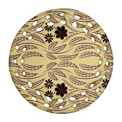 Folk Flowers Print Floral Pattern Ethnic Art Round Filigree Ornament (two Sides) by Eskimos