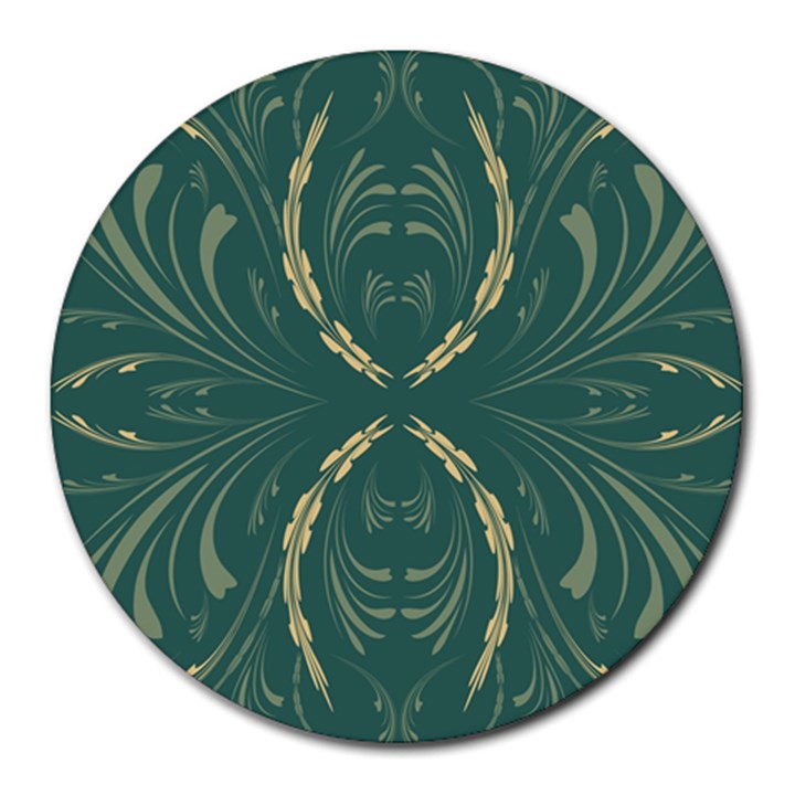 Floral folk damask pattern Fantasy flowers  Round Mousepads