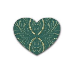 Floral Folk Damask Pattern Fantasy Flowers  Rubber Coaster (heart)