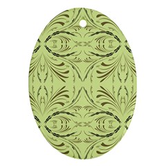 Floral Folk Damask Pattern Fantasy Flowers  Ornament (oval) by Eskimos