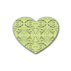 Floral Folk Damask Pattern Fantasy Flowers  Rubber Heart Coaster (4 Pack)