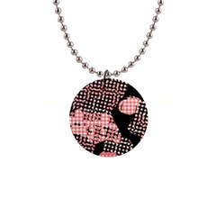 Abstrait Effet Formes Noir/rose 1  Button Necklace by kcreatif