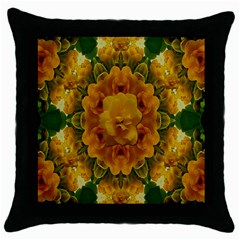 Tropical Spring Rose Flowers In A Good Mood Decorative Throw Pillow Case (black) by pepitasart