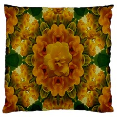 Tropical Spring Rose Flowers In A Good Mood Decorative Large Flano Cushion Case (one Side) by pepitasart