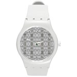 Nature Collage Seamless Pattern Round Plastic Sport Watch (M) Front