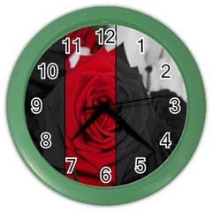 Roses Rouge Fleurs Color Wall Clock