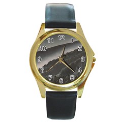 Olympus Mount National Park, Greece Round Gold Metal Watch by dflcprints