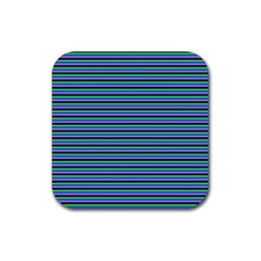 Horizontals (green, Blue And Violet) Rubber Coaster (square)
