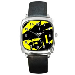 Abstract Pattern Square Metal Watch