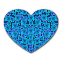 Blue In Bloom On Fauna A Joy For The Soul Decorative Heart Mousepads by pepitasart